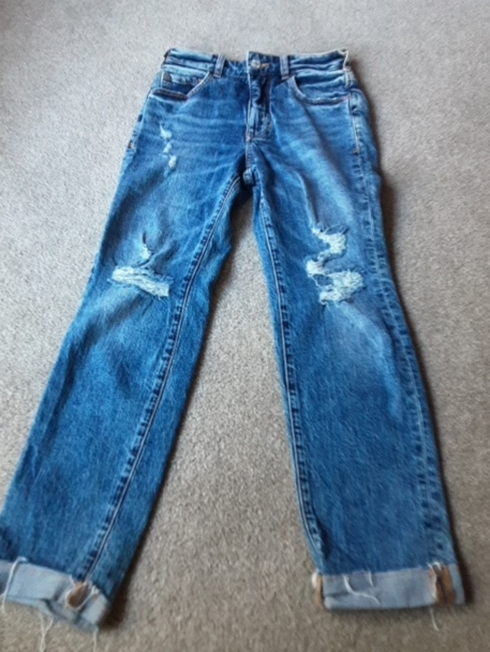 Anthropologie Pilcro Distressed Blue Straight-Leg Jeans